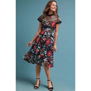 Anthropologie Vone Janine Floral Embroidered Dress Size 2
